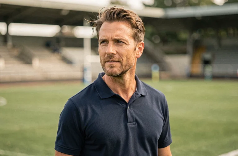 Portrait de Grégory Patat, figure emblématique du rugby français, en bord de terrain